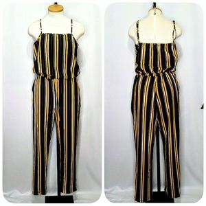 Navy Yellow & White Striped Jumpsuit